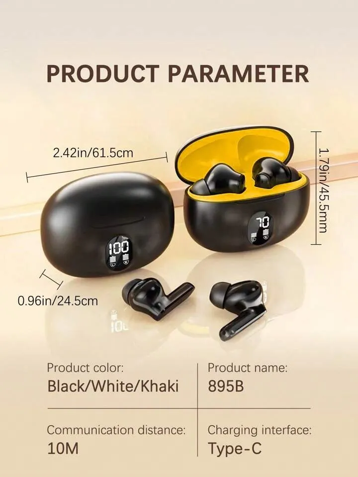 TWS Wireless Earbuds Bluetooth 5.3 with LED Display – ENC Noise Cancellation, HiFi Stereo Sound, Touch Control, Long Battery Life