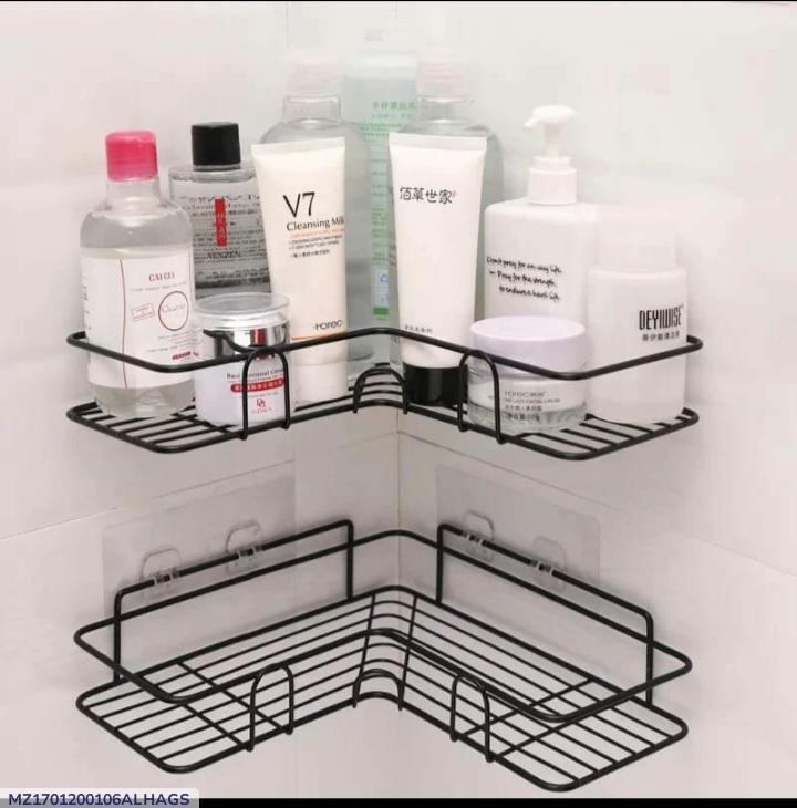 Durable Black PVC Bathroom Organizer Rack – 1 Pc Space-Saving Toilet Shelf