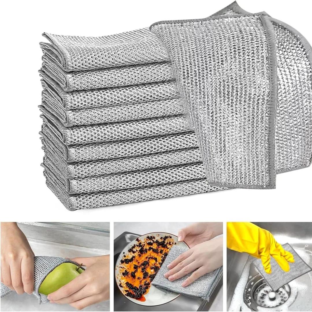 10-Pack Non-Scratchable Dishwashing Crags & sponge cleaning Cloths – Durable, Washable & Reusable Towels