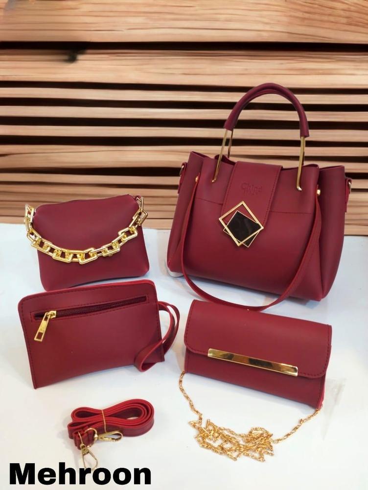 Women’s PU Leather Handbag Set – 5 Pcs Stylish Bags for Ladies