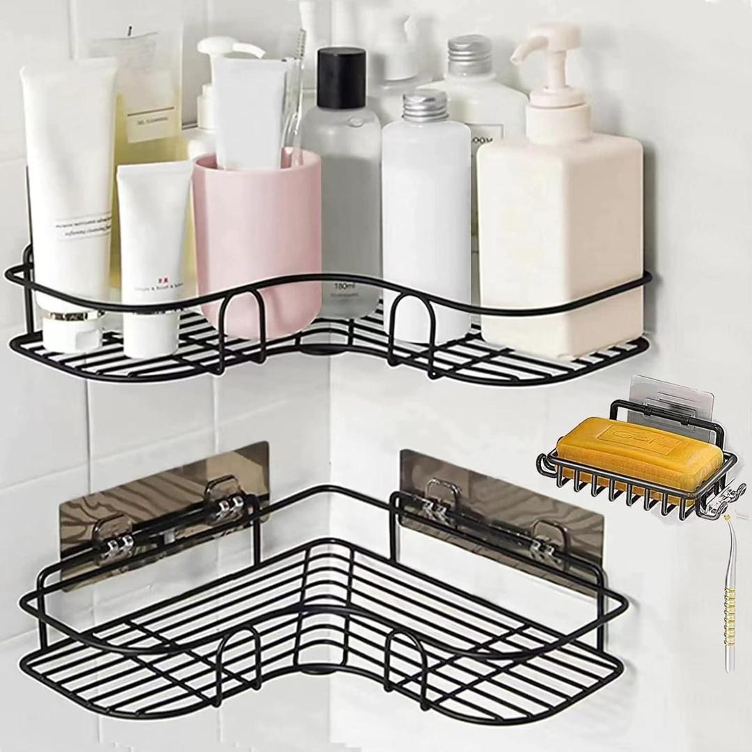 Durable Black PVC Bathroom Organizer Rack – 1 Pc Space-Saving Toilet Shelf