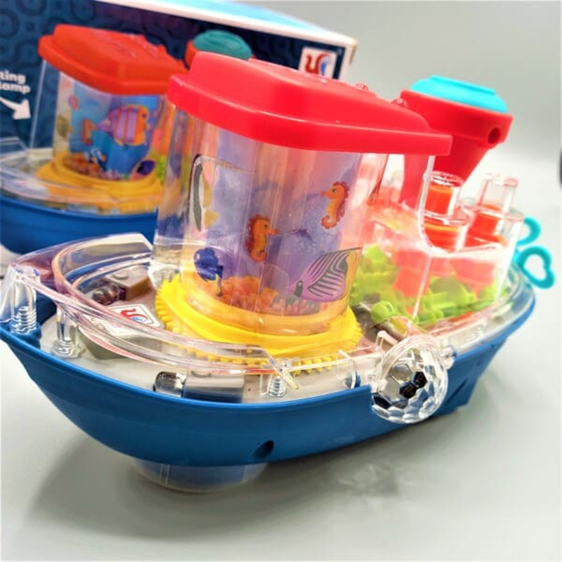 Kids Transparent Land Ship Toy with Music and Colorful LED Lights