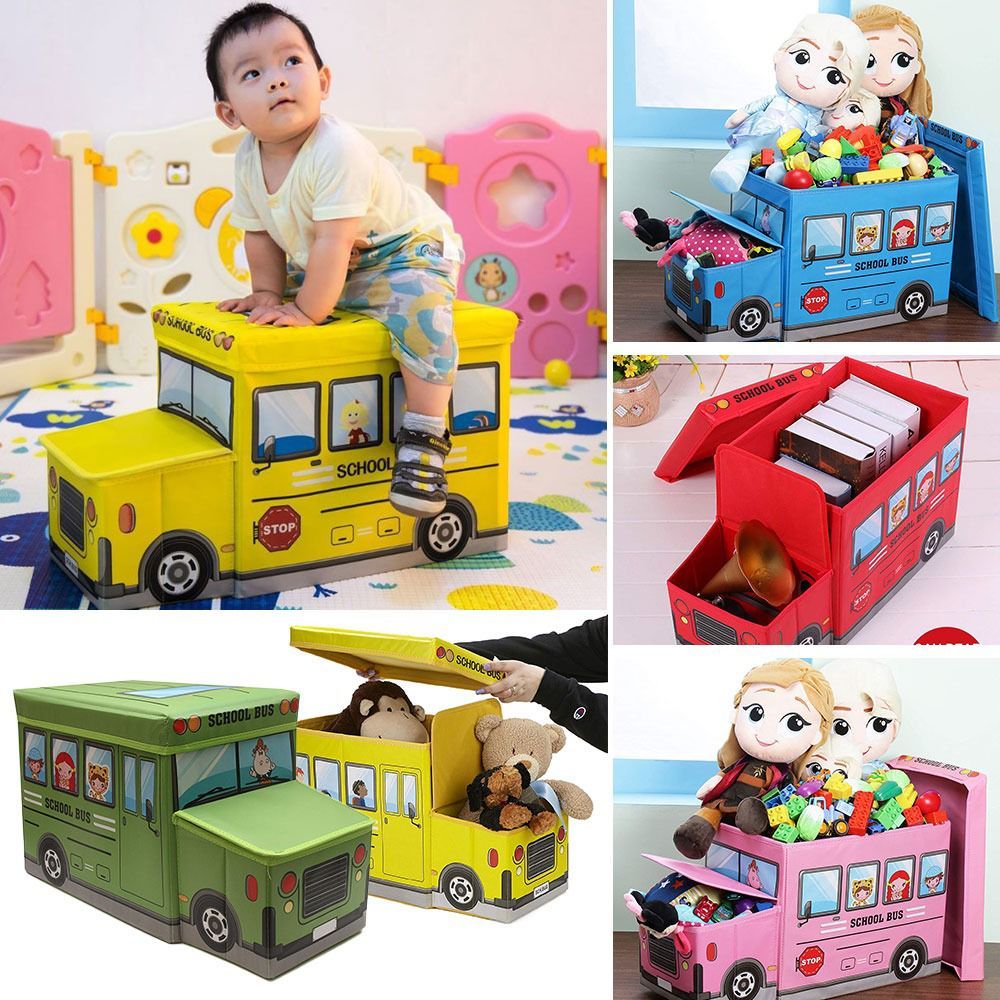 Multi-Purpose Bus-Shaped Storage box for Kids – Toy & Clothing Organizer Box