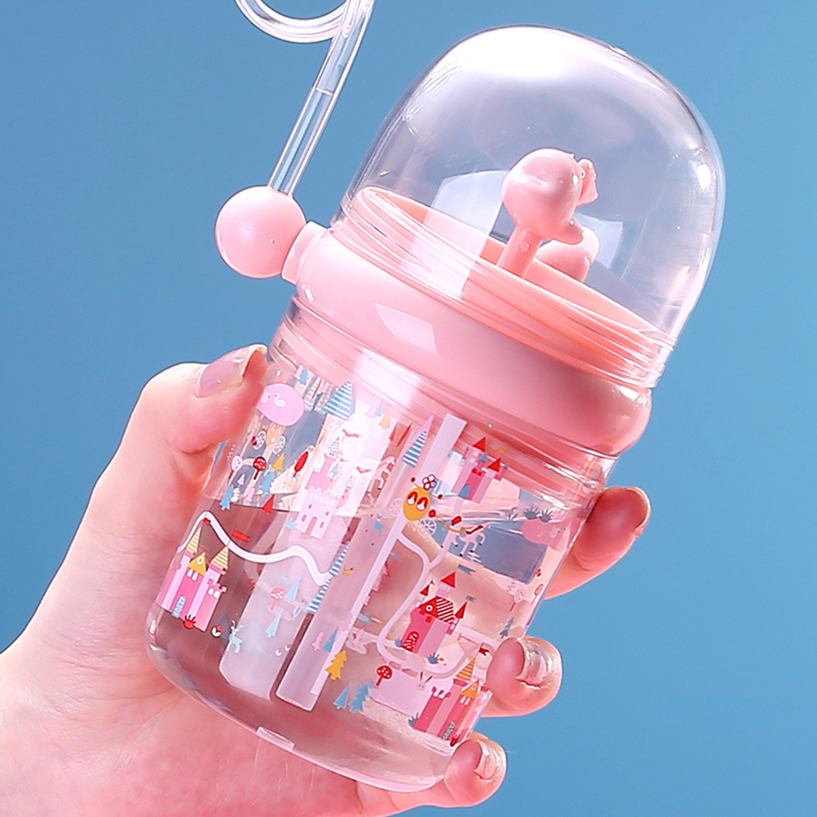 Water Cup Drop Proof Strap Design Plastic Whale Spray Drinking Cup for Children