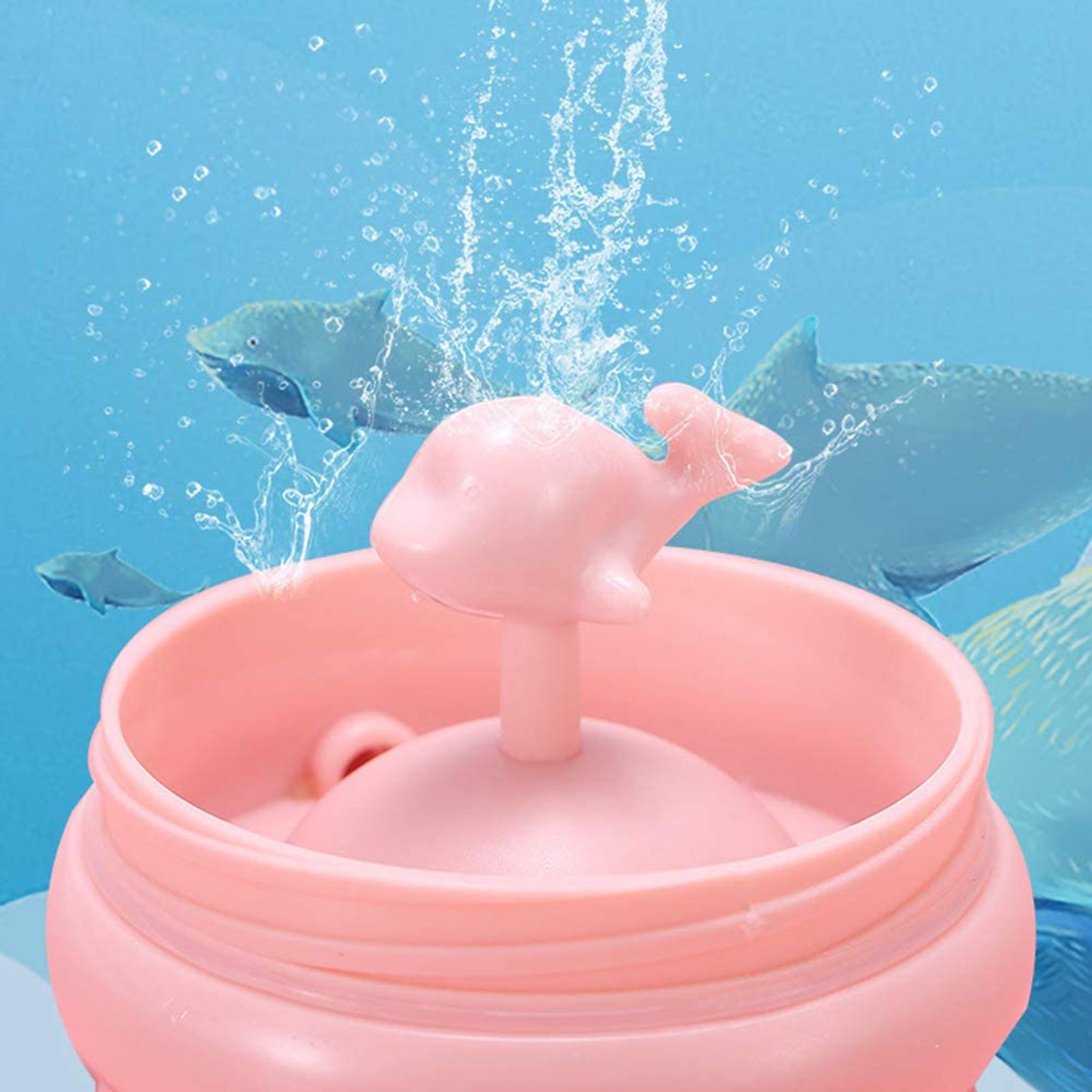 Water Cup Drop Proof Strap Design Plastic Whale Spray Drinking Cup for Children