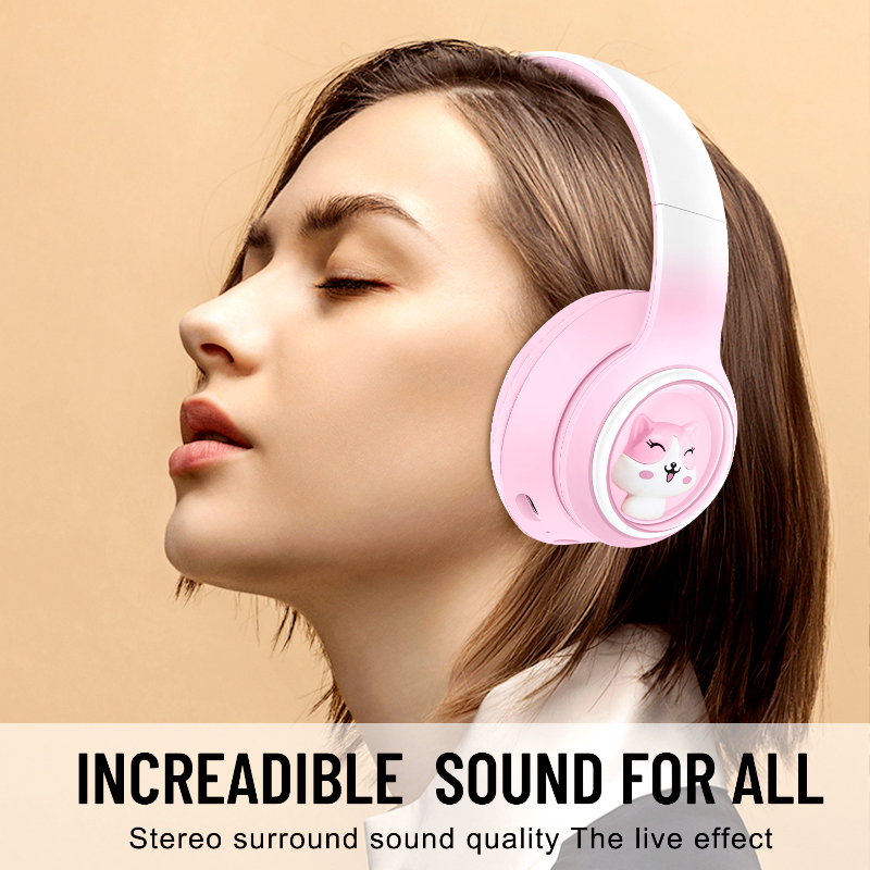 AKZ-08 Cartoon Wireless Bluetooth Headphones – Cat-Ear Design, HiFi Stereo, 18H Playtime