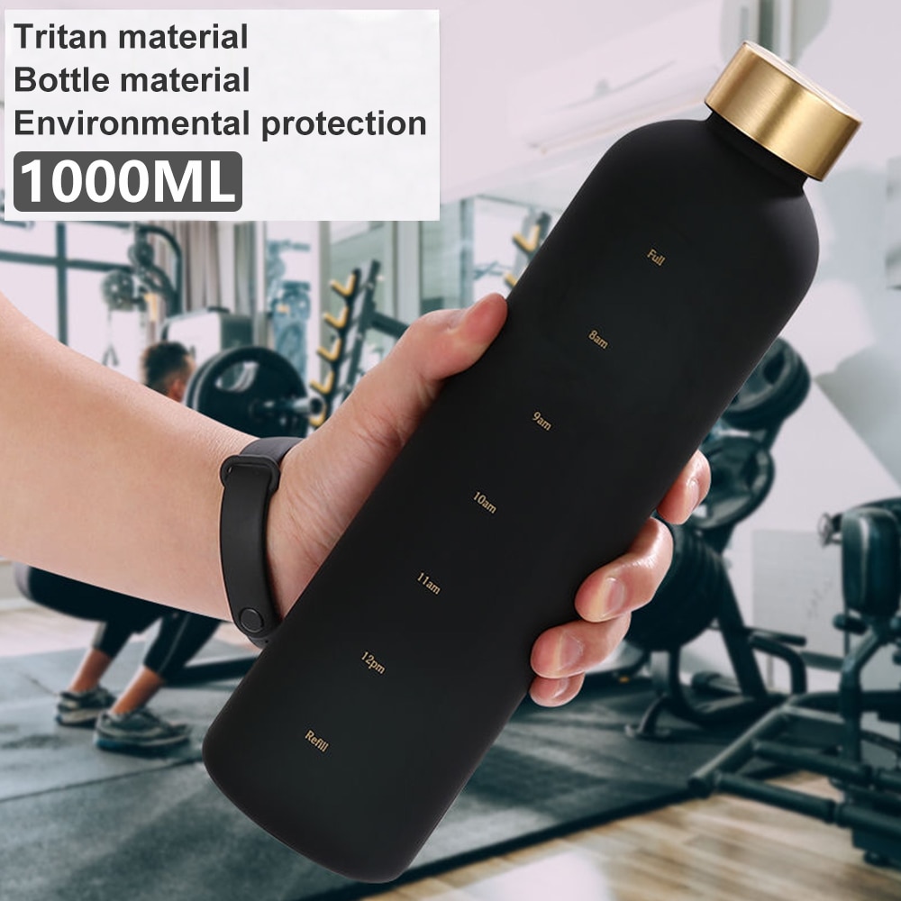 1000ml Sports Water Bottle with Time Marker – Leakproof & BPA-Free Bottle for Gym, Travel & Office