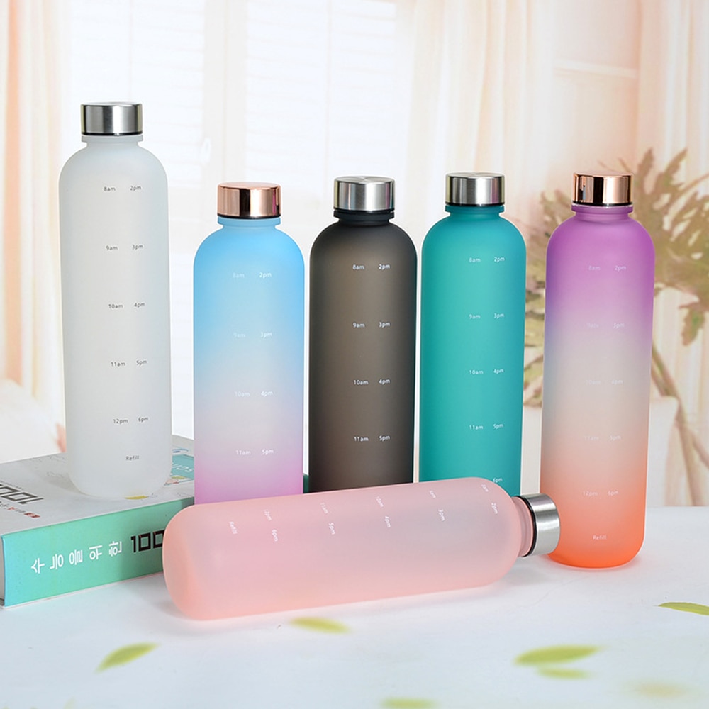 1000ml Sports Water Bottle with Time Marker – Leakproof & BPA-Free Bottle for Gym, Travel & Office