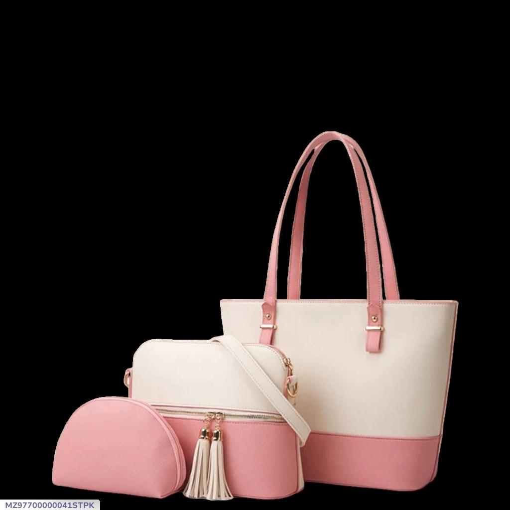 Women’s 3 Pcs PU Leather Handbag Set – Shoulder Bag, Crossbody & Pouch