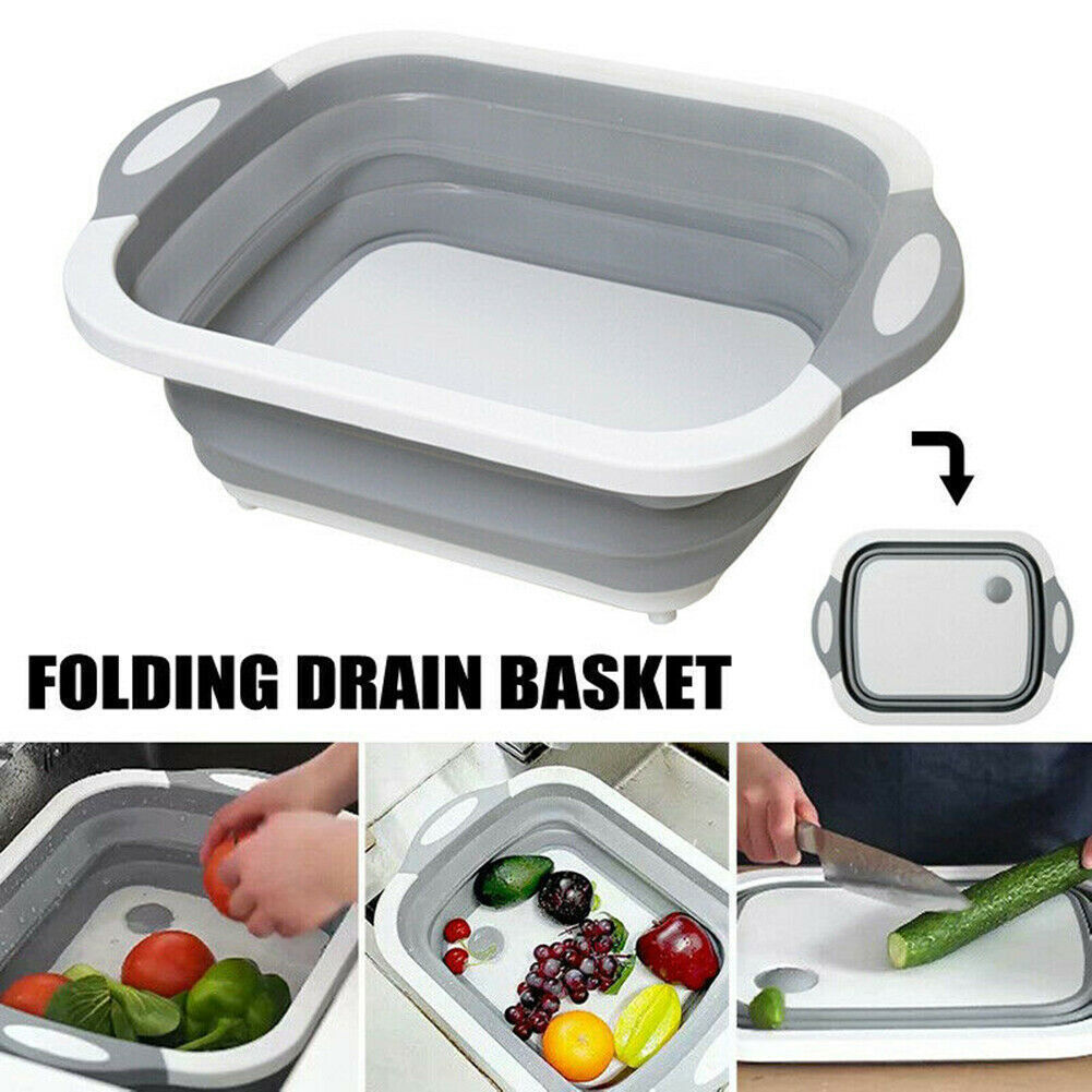 4-in-1 Foldable Kitchen Drain Basket & Cutting Board for Fruits and Vegetables