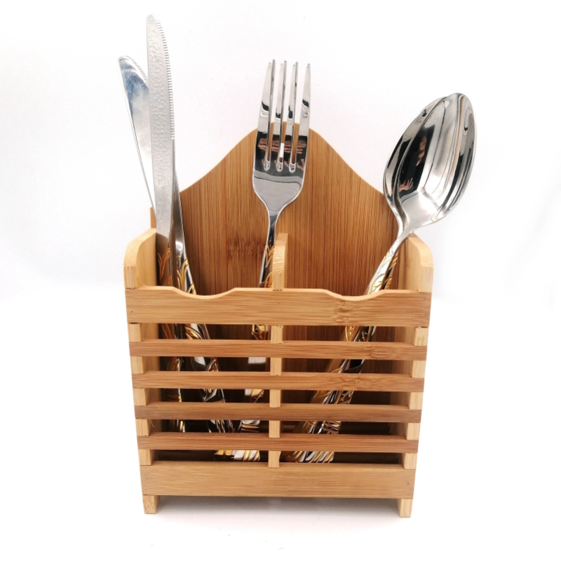 Wooden Spoon Holder & Bamboo Chopstick Storage Basket – Mini Kitchen Organizer
