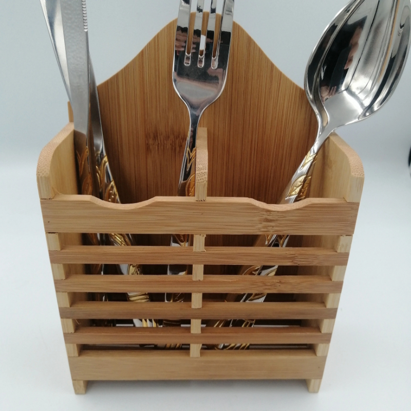 Wooden Spoon Holder & Bamboo Chopstick Storage Basket – Mini Kitchen Organizer